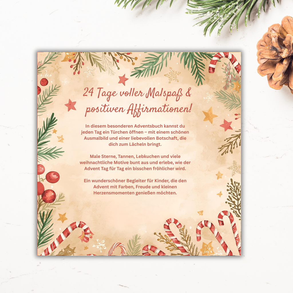 Adventskalender Malbuch für Kinder – 24 Adventsmomente mit liebevollen Affirmationen und Ausmalbildern